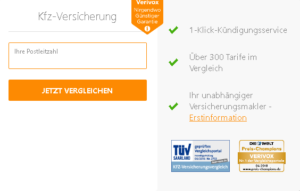 Eingabemaske eines Vergleichsportals
