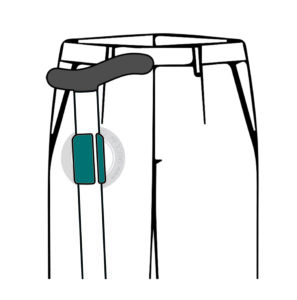 Zeichnung der Funktionsweise des Gehstockhalters