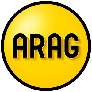 ARAG Logo in Gelb mit schwarzer Schrift