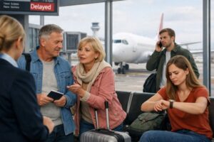 Wartende auf dem Flughafen 