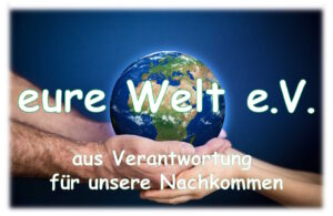 vier Hände halten die Weltkugel