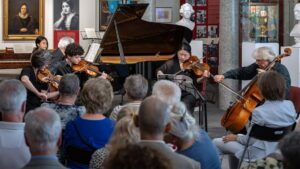 Zuschauer vor einem Orchester