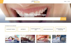 Screenshot der Seite proDente