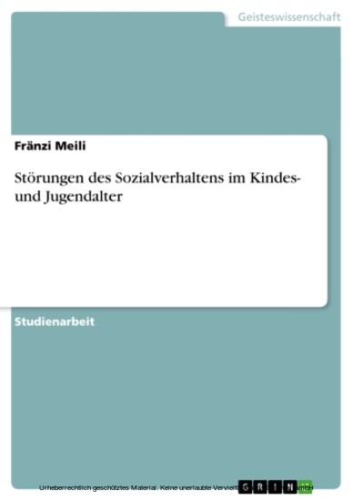 Störungen des Sozialverhaltens im Kindes- und Jugendalter - ePUB/PDF