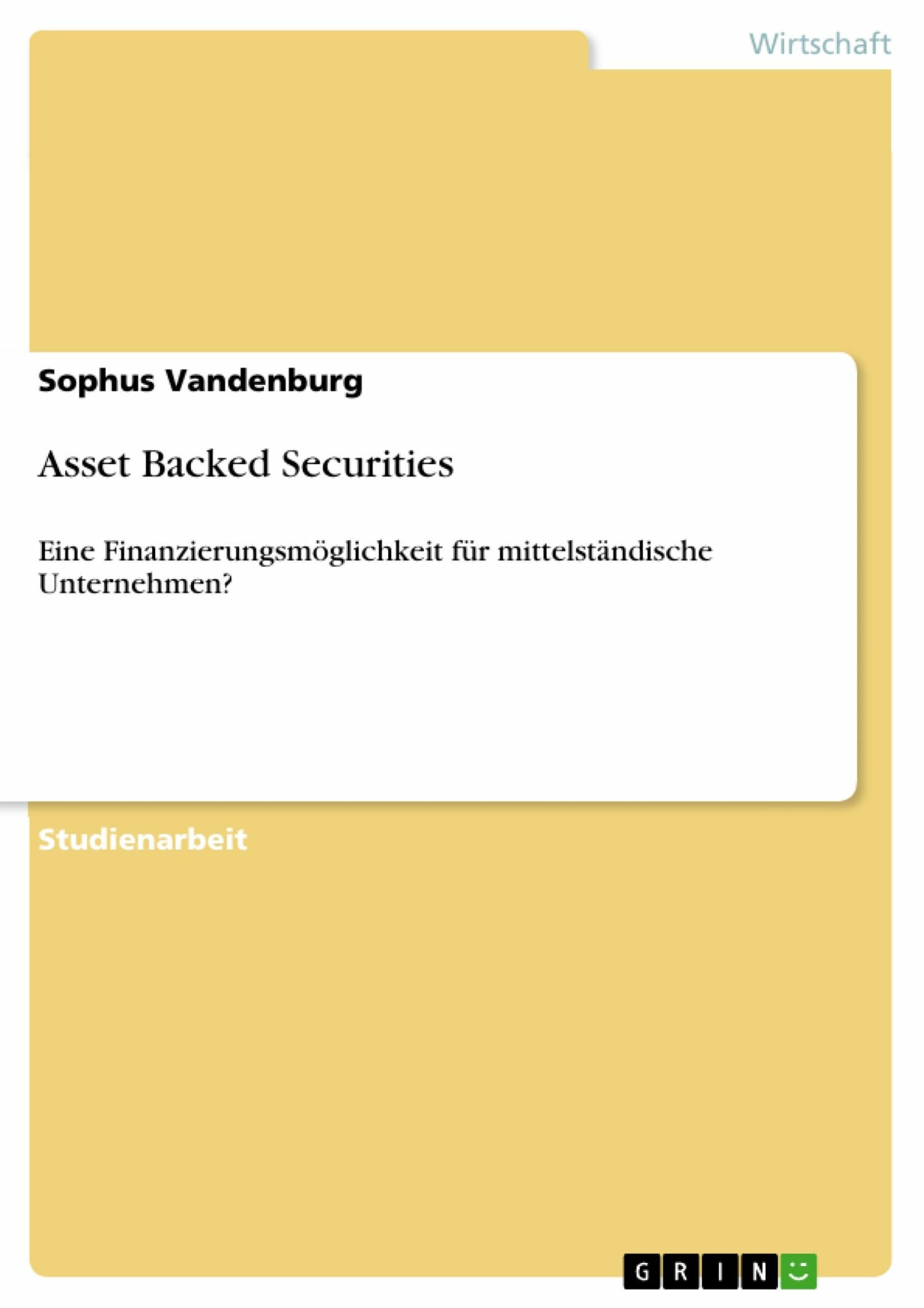 Asset Backed Securities PDF eBook kaufen Ebooks Finanzierung