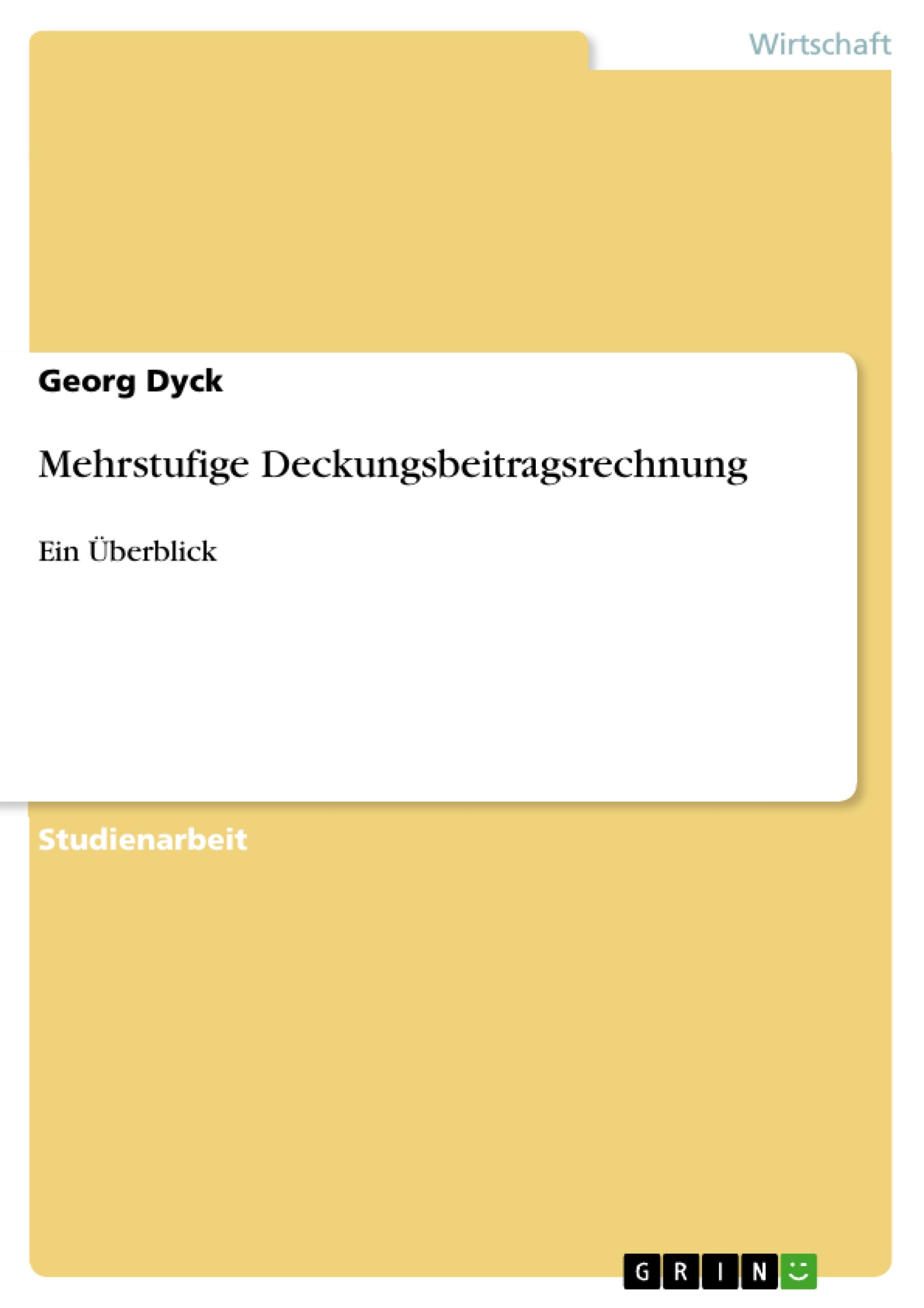 Mehrstufige Deckungsbeitragsrechnung - PDF/ePUB eBook kaufen | Ebooks