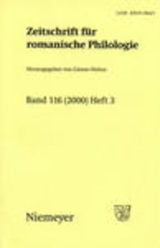 Zeitschrift für romanische Philologie Zeitschrift für romanische Philologie