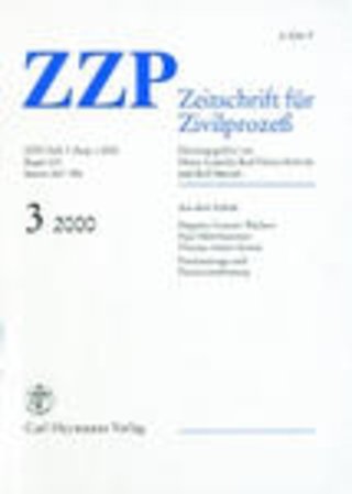 ZZP - Zeitschrift für Zivilprozeß ZZP - Zeitschrift für Zivilprozeß