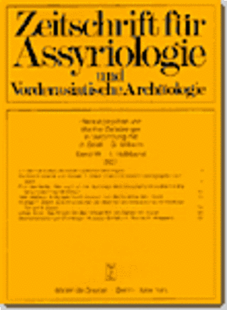 Zeitschrift für Assyriologie und Vorderasiatische Archäologie Zeitschrift für Assyriologie und Vorderasiatische Archäologie