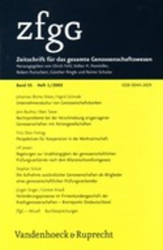 Zeitschrift für das gesamte Genossenschaftswesen Zeitschrift für das gesamte Genossenschaftswesen