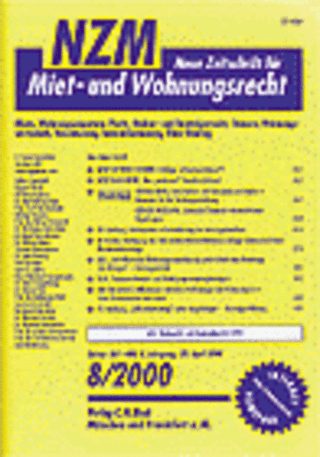 Neue Zeitschrift für Miet- und Wohnungsrecht (NZM) Neue Zeitschrift für Miet- und Wohnungsrecht (NZM)
