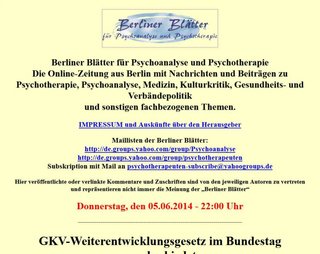 Berliner Blätter für Psychoanalyse und Psychotherapie