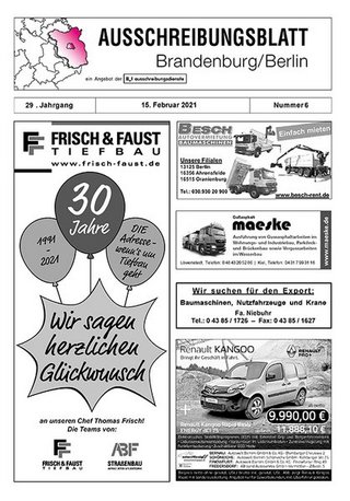 Ausschreibungsblatt Brandenburg/Berlin