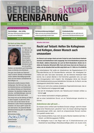 Betriebsvereinbarung aktuell Betriebsvereinbarung aktuell