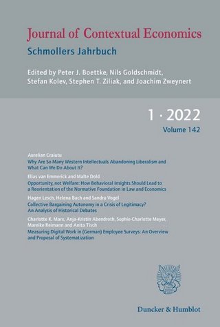 Journal of Contextual Economics – Schmollers Jahrbuch Journal of Contextual Economics – Schmollers Jahrbuch