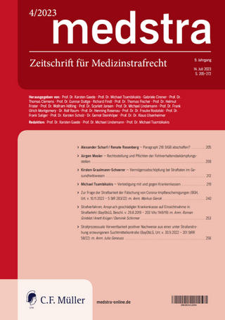 medstra – Zeitschrift für Medizinstrafrecht medstra – Zeitschrift für Medizinstrafrecht