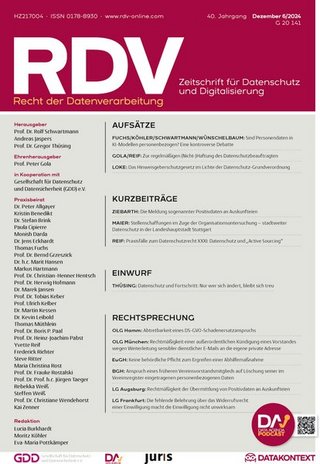 RDV Recht der Datenverarbeitung RDV Recht der Datenverarbeitung