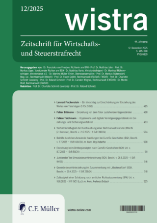 wistra – Zeitschrift für Wirtschafts- und Steuerstrafrecht wistra – Zeitschrift für Wirtschafts- und Steuerstrafrecht