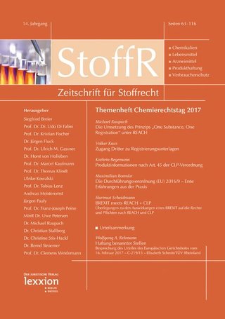 Zeitschrift für Stoffrecht - StoffR Zeitschrift für Stoffrecht - StoffR